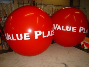 red color polyurethane helium balloons for advertising and promotions.